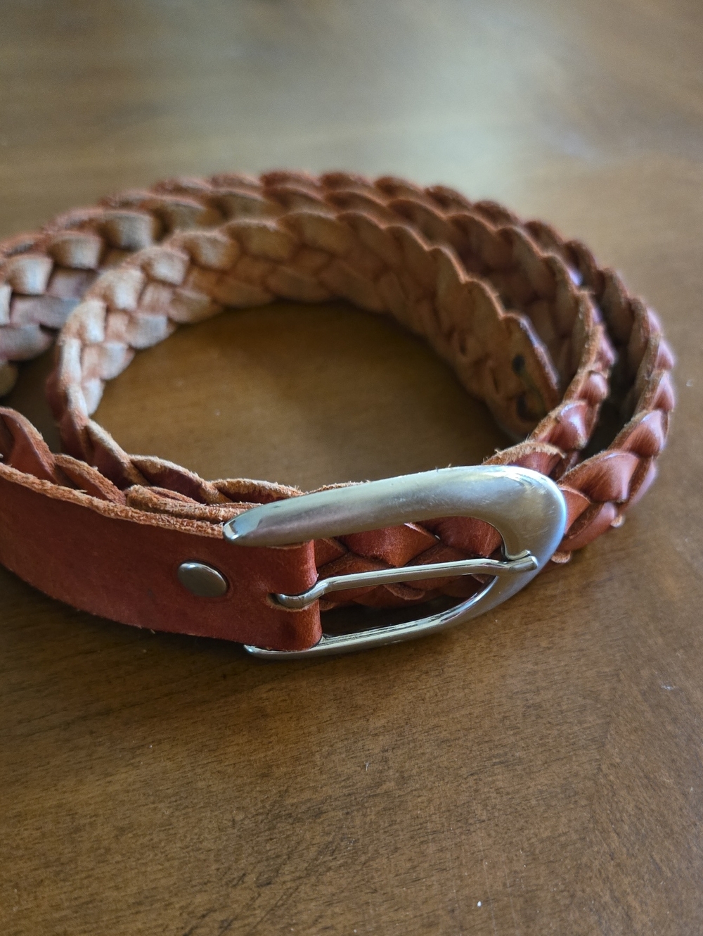 Braided Leather Women Belt - Chestnut Brown - Picture 5 of 6